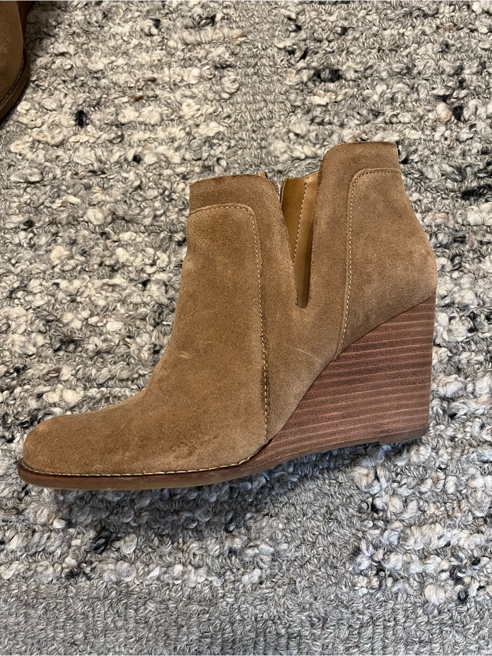 Lucky Brand Tan Suede Wedge Ankle Booties - Picture 3 of 8